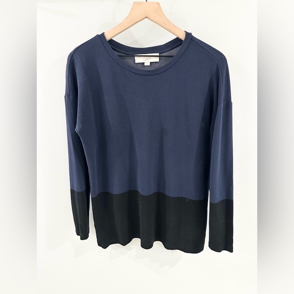 Loft Long Sleeve Navy & Black Colorblock Tunic Size Small - Picture 3 of 5